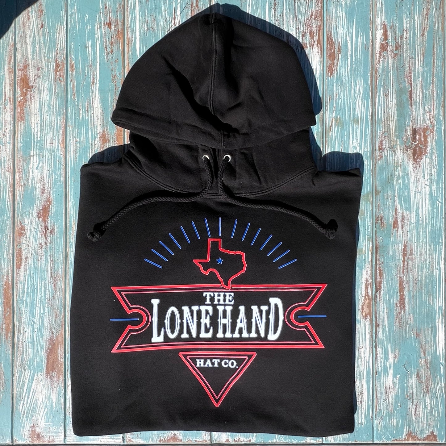 Red White and Ranchin' Black Hoodie | The Lone Hand Hat Co