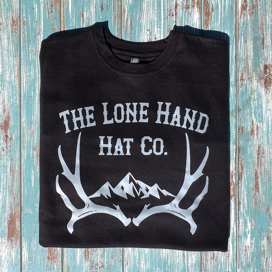 The Hunt Black Crew Neck | The Lone Hand Hat Co